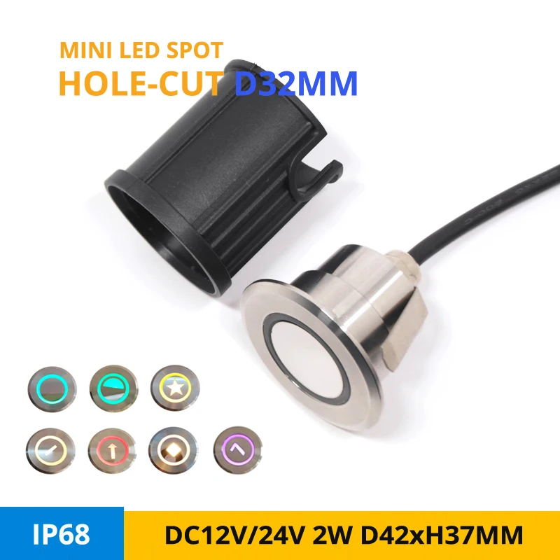 

RGB-подводный Точечный светильник, 2 Вт, D42xH37mm DC 12V IP68, водонепроницаемый утопленный светильник для сада, бассейна