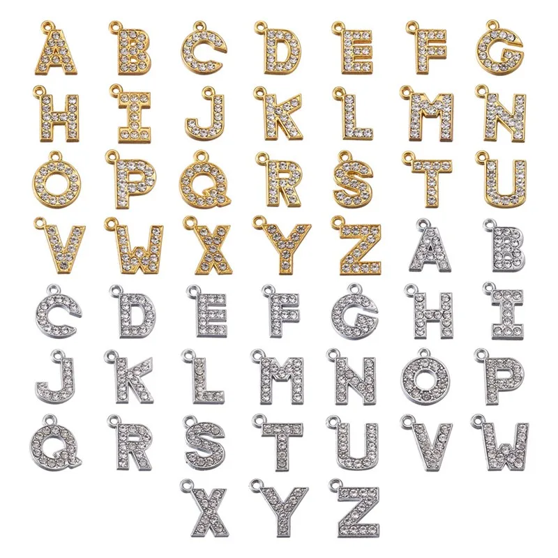 

Alloy Crystal Rhinestone Pendants Alphabet Cubic Zirconia Rhinestone Pendant Charm Letter A~Z for Jewelry Making DIY Bracelet