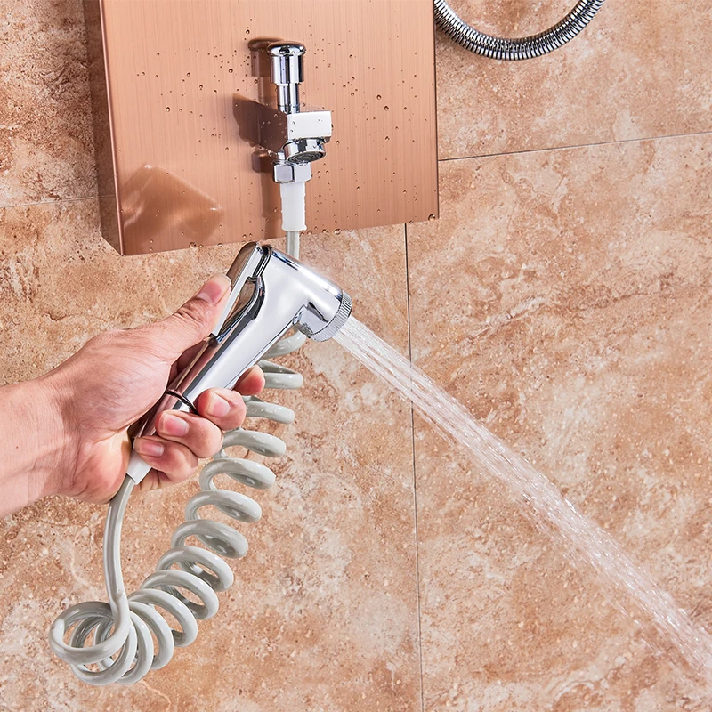 Bathroom Shower Panel Column Brushed Nickel LED Rain waterfall Shower Panel 6 Functions 2 massage Big display With Bidet Taps