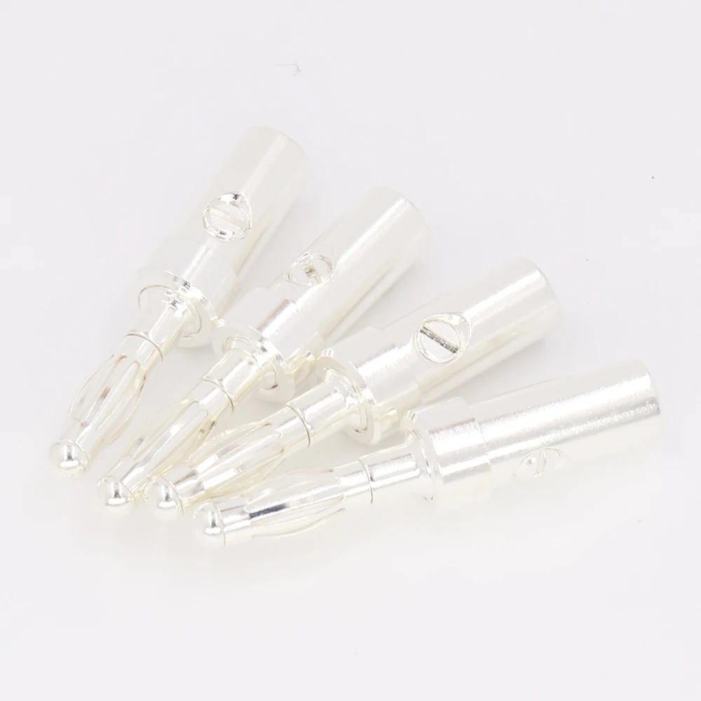 로고 오디오가 없는 8PCS 고품질 실버 도금 바나나 플러그 스피커 케이블 와이어 커넥터