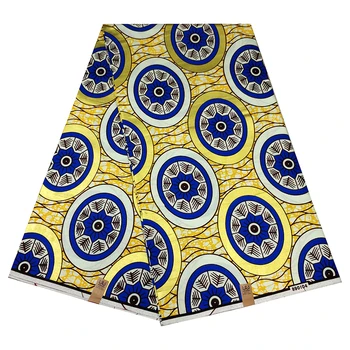 

2020 Dashikiage African Gorgeous Gold Print 100% Cotton Nederlands Veritable Wax Fabric For Women Evening Dress 6 Yards\Set