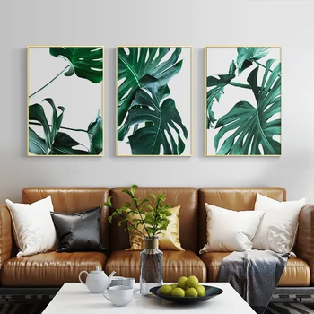 

Nordic Canvas Painting Modern Prints Plant Leaf Monstera Art Posters Prints Green Art Wall Pictures Living Room Unframed Poster
