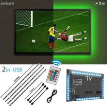 5 в 50 см 1 м 2 м Светодиодная лента светильник USB кабель силовая лампа SMD 5050 RGB 24KEY RGB ИК пульт дистанционного управления лампа лента для ТВ фоновый светильник ing