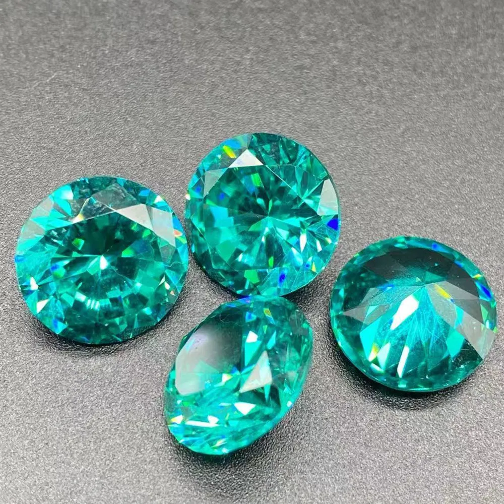 Brazil Para&iacute;ba Natural Tourmaline Round Blue and Green Bare Stone Round Colored Treasure Ethnic Jewelry Ring Face