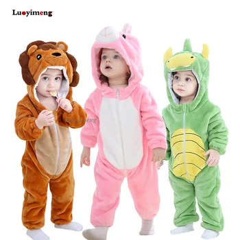 

Cartoon Newborn Infant Rompers Cosplay Lion Sleepwear Kids Clothes Hooded Pyjamas Boys Girls Jumpsuit Stitch Toddler Costumes