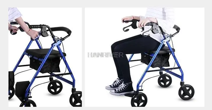 Super Light Rollator Lightweight Aluminum Loop Brake Folding Walker Adult W/height Adjustable Seat By Legs And Arms 6