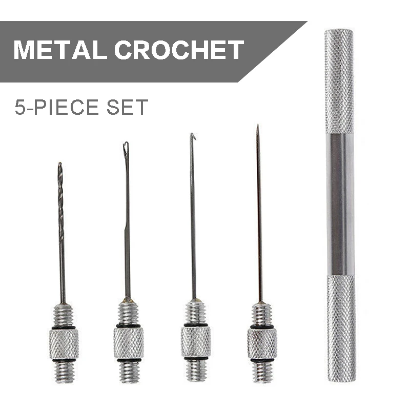 

5 in 1 Carp Fishing Rigging Bait Needle Kit Tool Set Bait Boilie Drill Stringer Needle with Nonslip Aluminum Alloy Handle