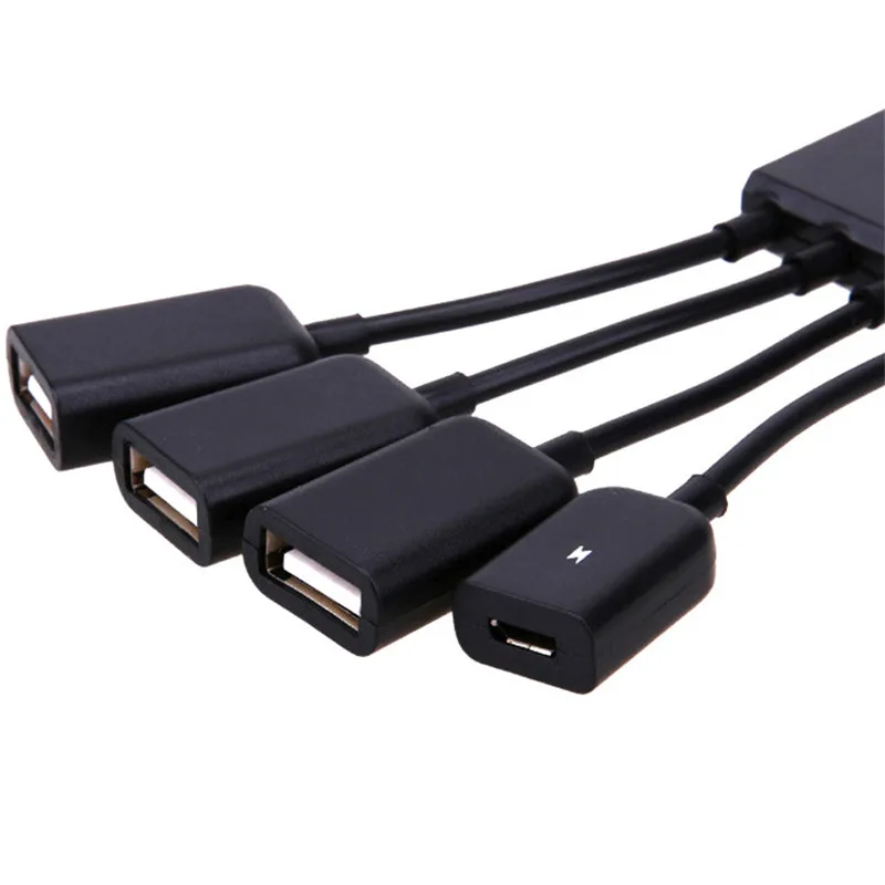 Горячая 4 порта Micro USB мощность OTG удлинитель концентратор кабель черный OTG концентратор кабель для Android планшет смартфон U диск мышь аксессуары