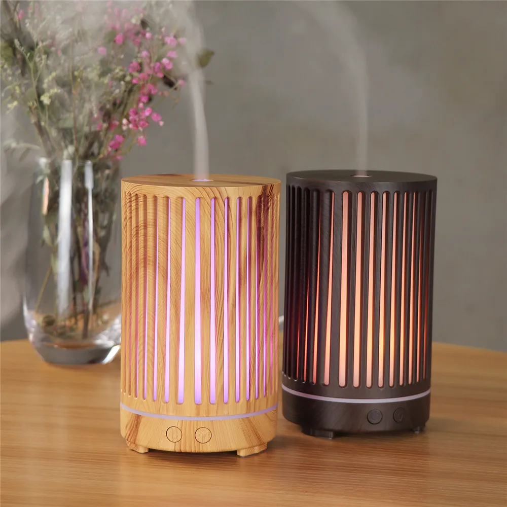 

200ML cylindrical vertical stripe ultrasonic 7-color LED light Air humidifier, multi-functional aroma diffuser,
