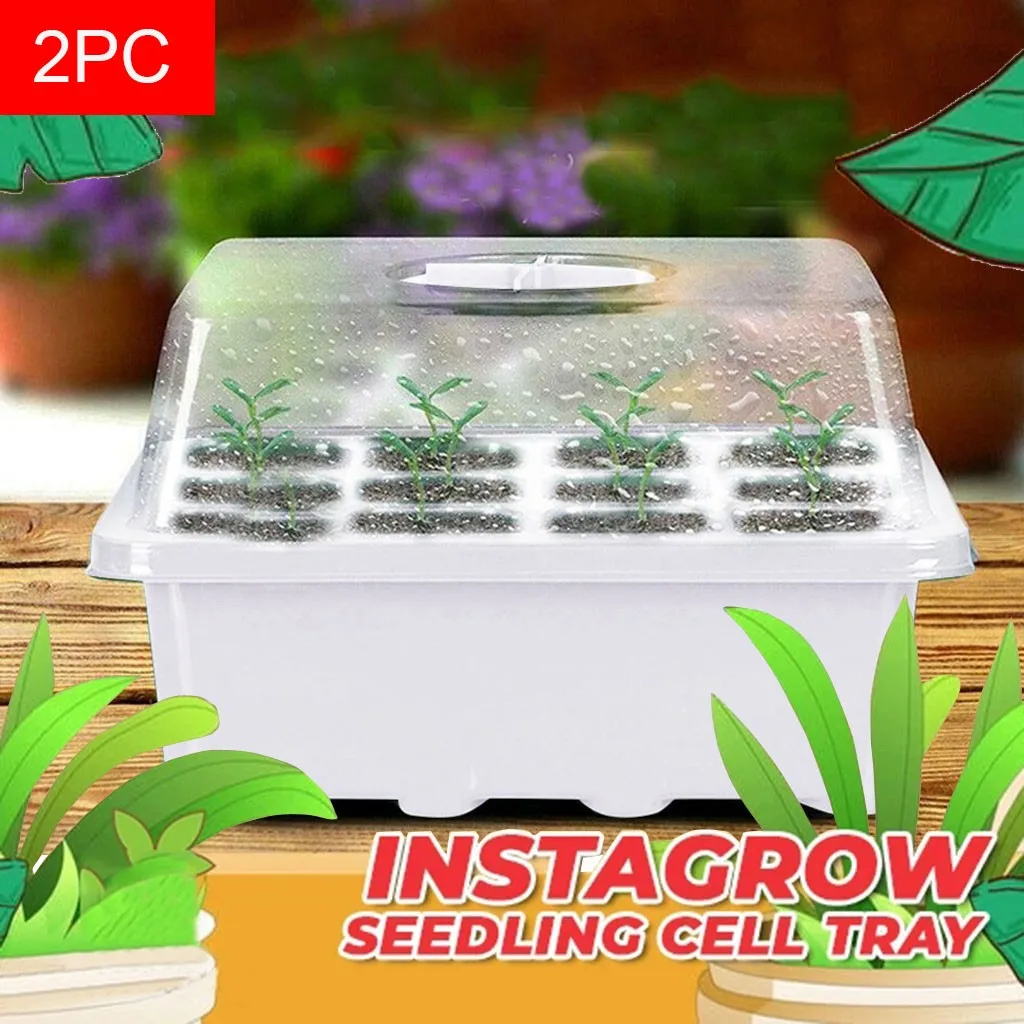 Bandeja de semillero kit de iniciación de plantas con cúpula y base 12 agujeros bandeja de inicio de semillas bandeja de invernadero bandejas de cultivo ajustable para la humedad