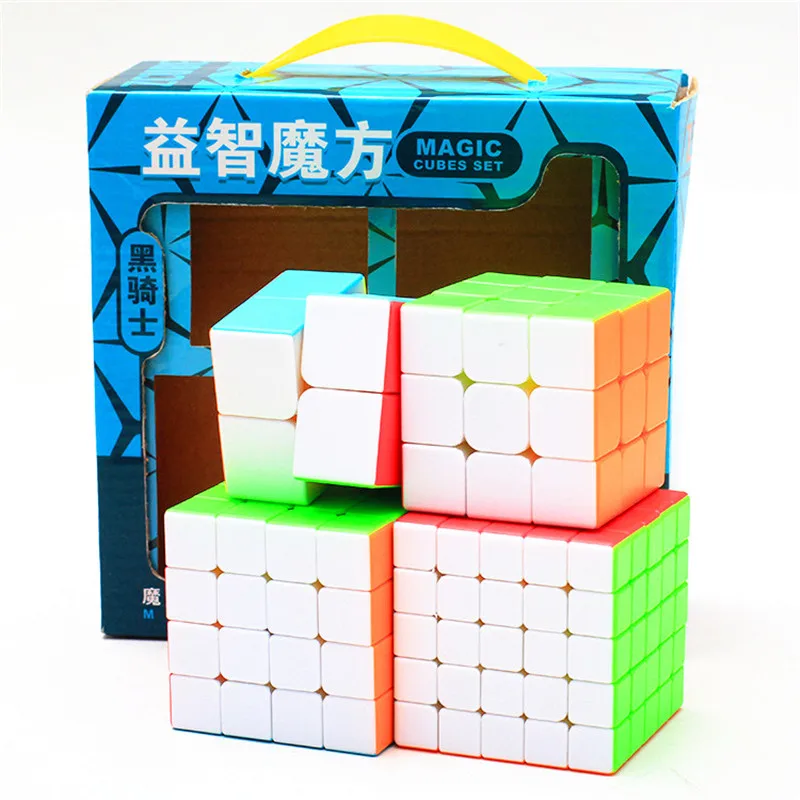 Zcube черный рыцарь набор Подарочная коробка 2x2 3x3 4x4 5x5 волшебный куб безопасный АБС быстрый ультра-Гладкий скоростной куб головоломка костюм детские игрушки подарок