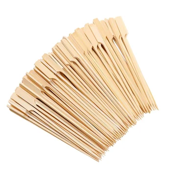 

300Pcs Bamboo Paddle Skewers Barbecue Bamboo Skewers Cocktail Sticks for Barbeque Kebabs Cocktails Buffets Party 18cm