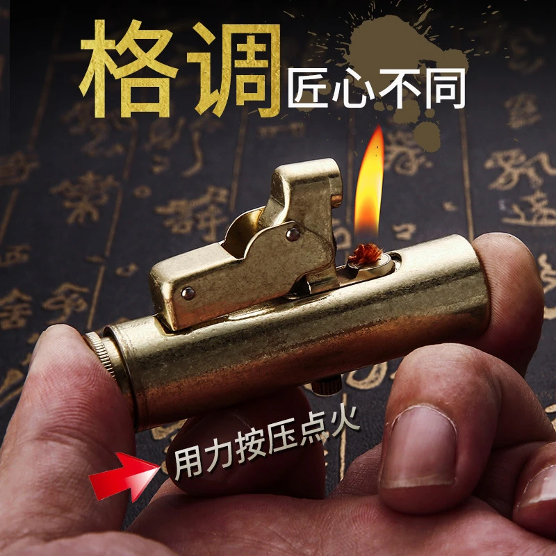 Honest Copper Cigarette Lighter Gasoline Vintage Kerosene For oil Lighter Grinding Wheels Fire Lighter Retro Windproof Lighter