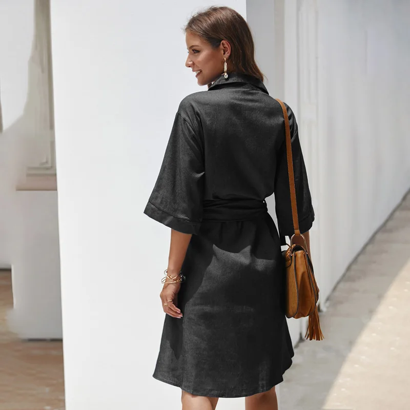 Belle Poque женское платье-свитер на пуговицах осеннее платье Vestidos однотонные элегантные платья с длинным рукавом Свободные офисные платья