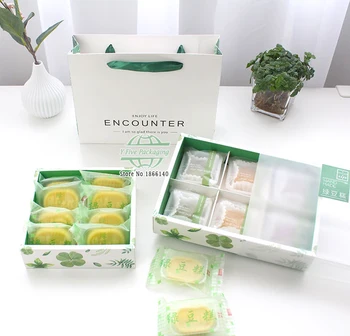 

Green colour Clover Leaf Cake packing paper box pancake biscuit Box, Gift Favor DIY Cookies Candy Paper Boxes 100pcs/lot