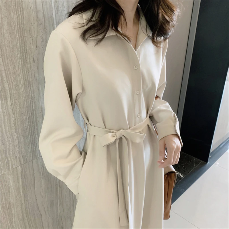 18 Women's Coat Chiffon Dress Maternity Spring Autumn Lapel Long  Shirt Skirt Women Waist Slimming Coat Pregnancy Clothes