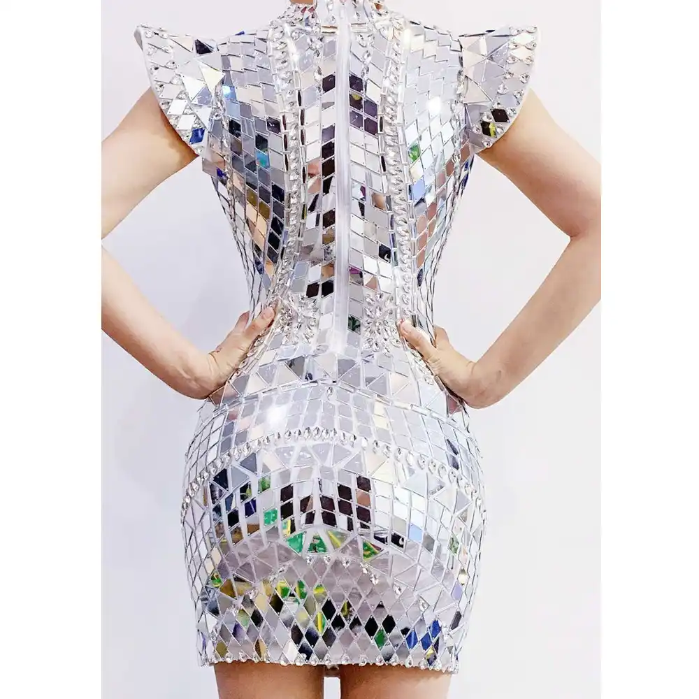 Robe De Soiree Scintillante Et Sexy A Paillettes Pour Femmes Moulante Avec Strass Pour Bal De Promo Chanteur Et Danseuse Costumes De Scene Aliexpress