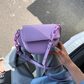 

Small Saddle Bags For Women 2020 New Quality PU Leather Chains Shoulder Messenger Bags Lady Travel Handbags And Purses