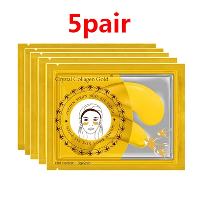 5pair 5 пар, маска для глаз с кристаллами, коллагеновые патчи для глаз, восстанавливающие сухую кожу, маска для глаз, темные круги, удаляющие омолаживающие увлажняющие патчи для глаз - Цвет: 5pair