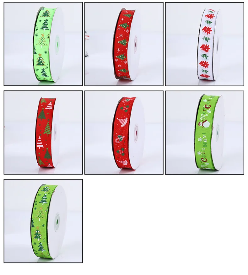 Мультяшная Рождественская декоративная лента шириной 2,5 см, Рождественская подарочная упаковочная лента, лента с принтом, горизонтальные полосы