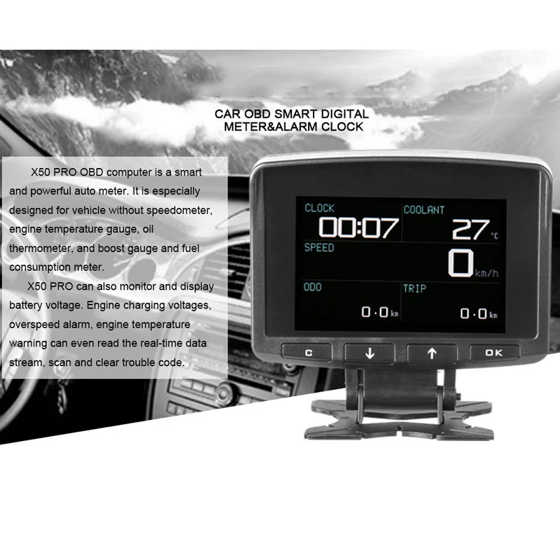 

Smart Digital Display Meter Overspeed Alarm Engine Temperature Meter Speed Warning TP899