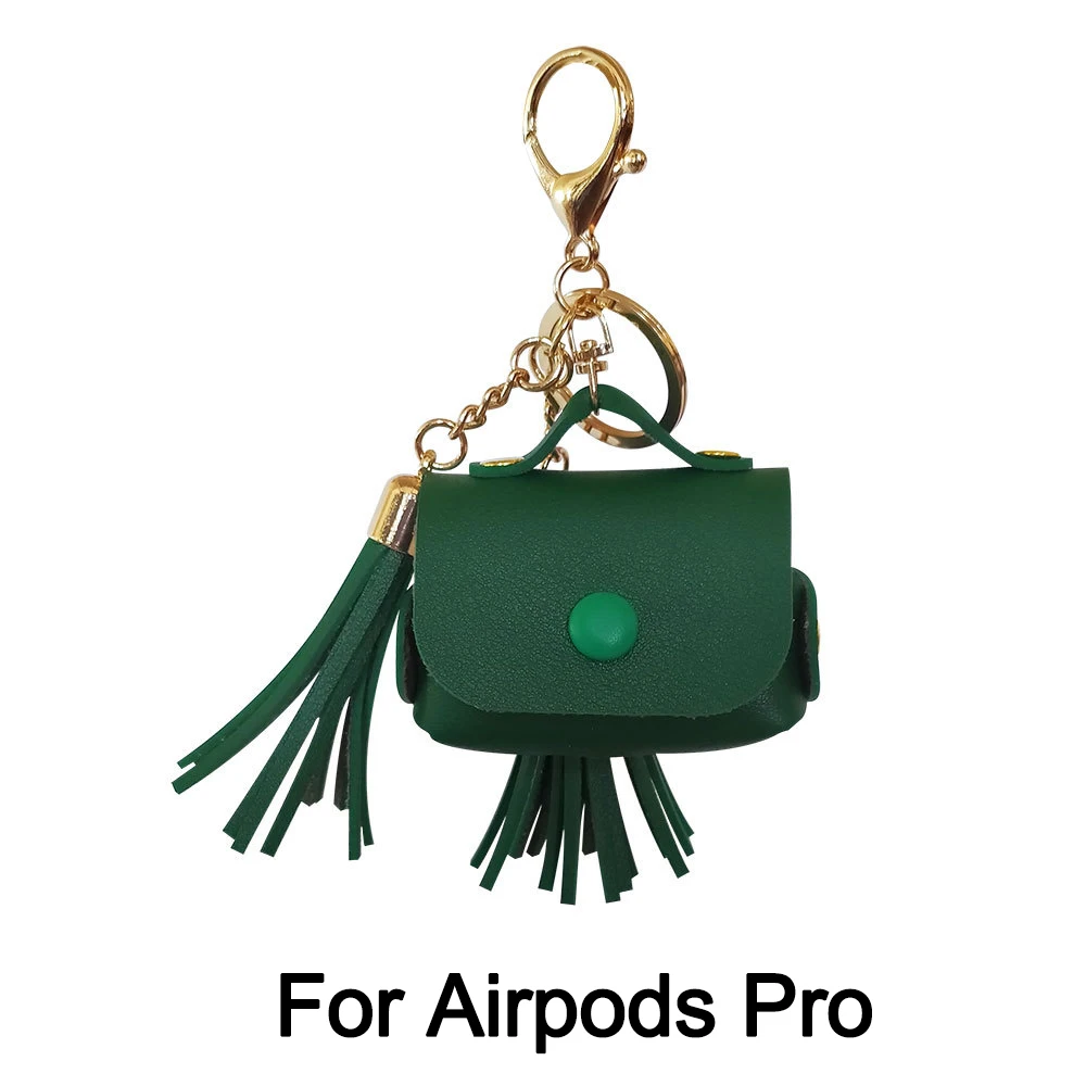Green airpods 3 Кожаный чехол для Apple Airpods Pro 3, брелок для наушников, чехол для AirPods 3 2 1, чехол для зарядки s Box, защитная сумка, аксессуары - Цвет: Green airpods 3