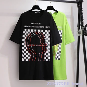 

Large size women's fat sister mm2020 spring and summer new letter printing short-sleeved t-shirt temperament was thin top