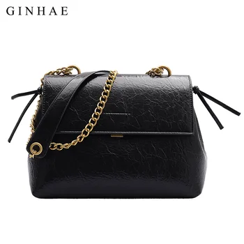 

Women Bag Famous Brand Designer High Quality Pu Leather Handbags Golden Chain Shoulder Crossbody Bags For Women Black Totes 2019