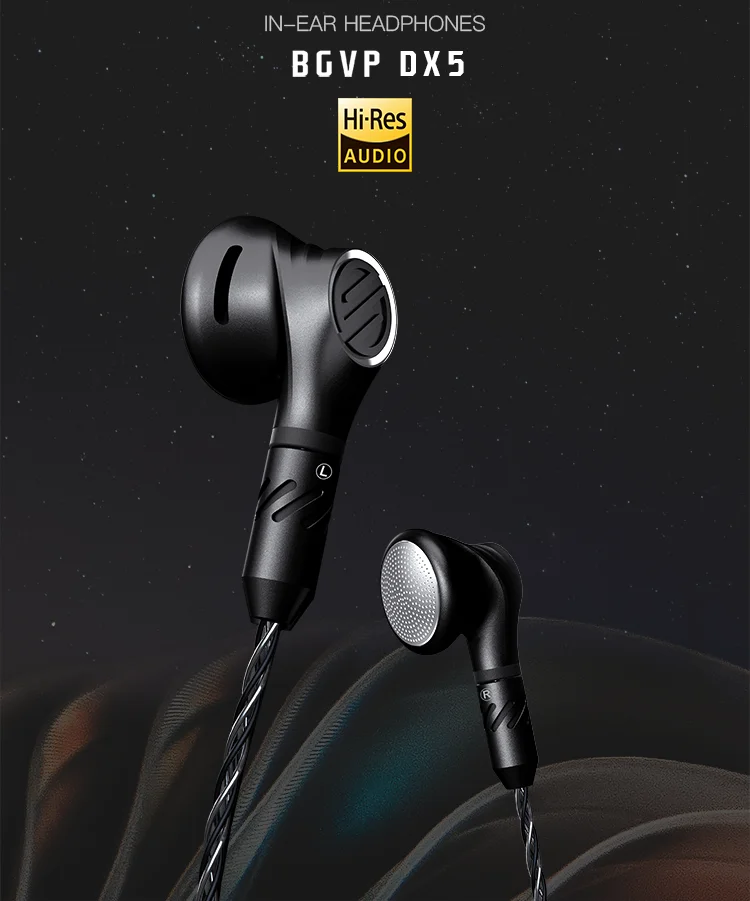 BGVP DX5 cabeza plana enchufe аурикулярный Металл auriculares estereo mus Mmcx auriculares de alta calidad DIY auriculares