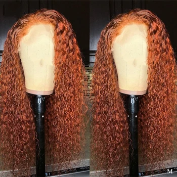 

Ginger Orange Wig Human Hair 13*4 Lace Front Human Hair Wigs Colored Deep Curly Human Hair Wigs Long 4*4 Lace Frontal Wig