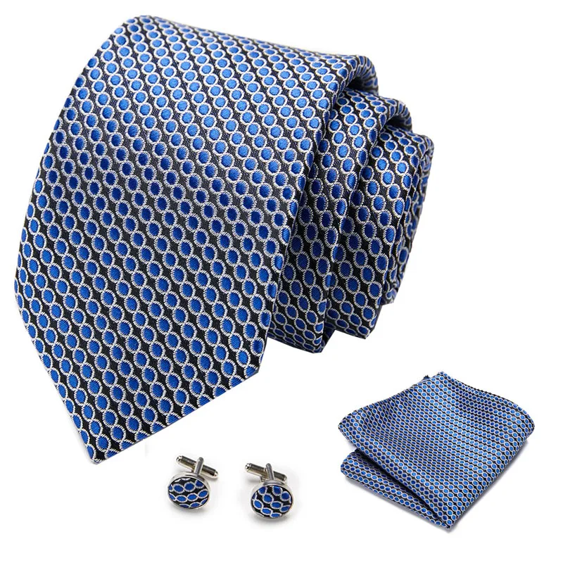 

100% Silk Men Solid Tie Polka 7.5cm Neck Ties 54 Style Fashion Neckties Classic Men's Stripe Blue Wedding Tie Jacquard Woven Tie