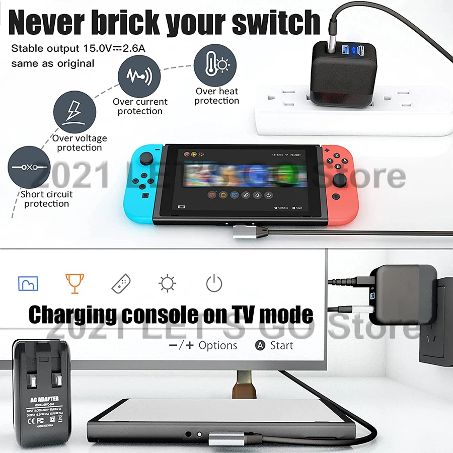 Chargeur secteur pour Nintendo Switch Lite - 3 mètres