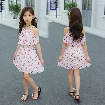 

Girls Dress Summer Fashion 12 Children Summer Chiffon Dress Children Princess Dress Foreign Camisole 10 to 12 years