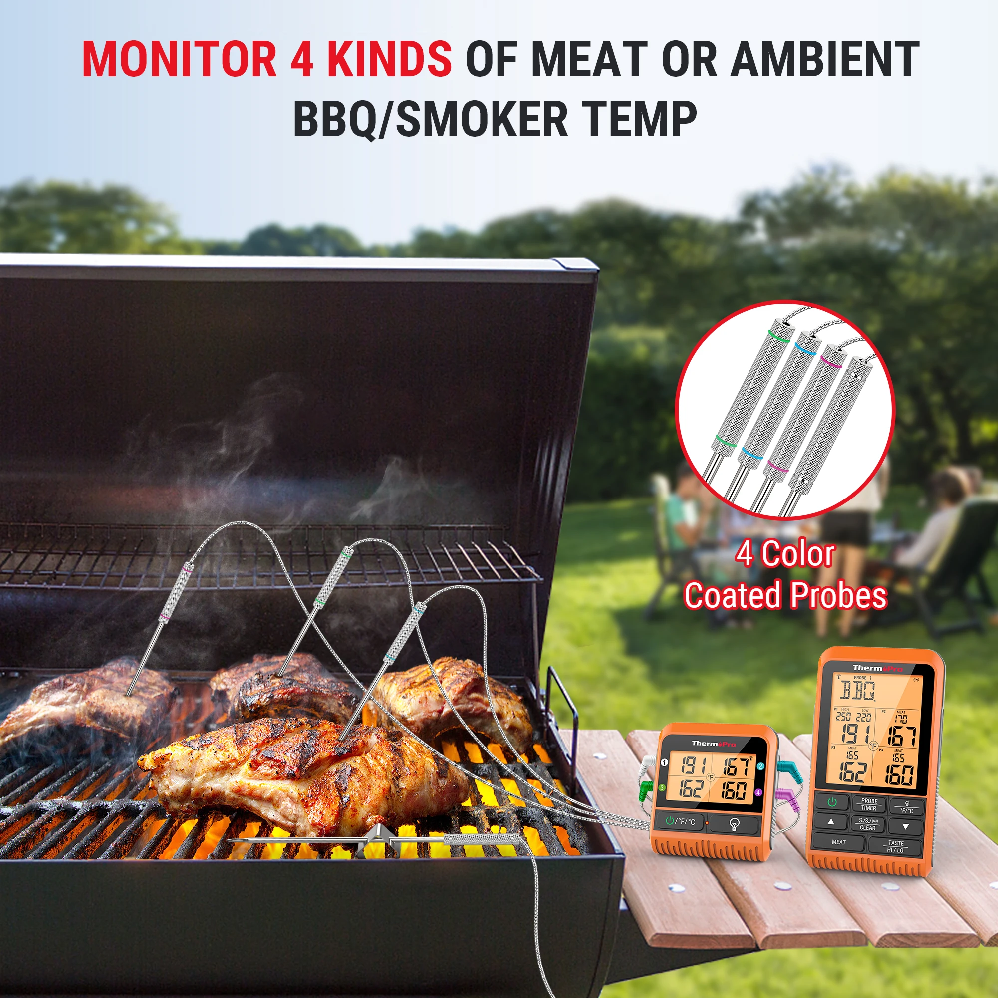 ThermoPro-Therye.com numérique sans fil pour viande, four de cuisine,  barbecue, sonde pour touristes, cuisson au grill, TP920, 150m