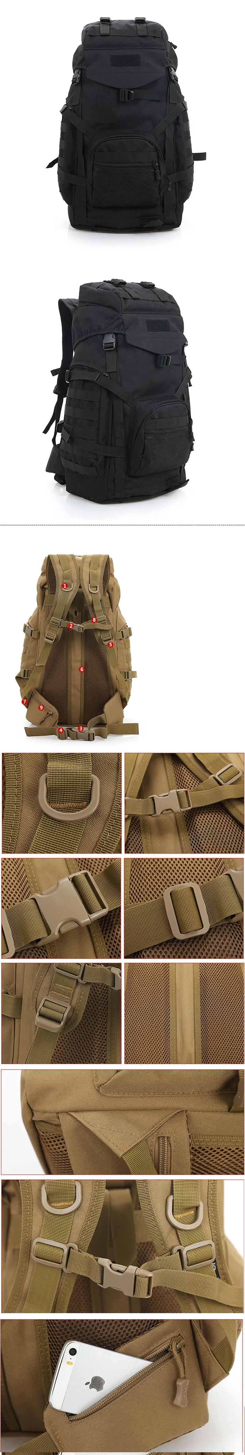 60л камуфляж Mochila Tactica Molle рюкзак Plegable непроницаемый Camuflaje уличная военная сумка армейская сумка охотничий слинг рюкзак