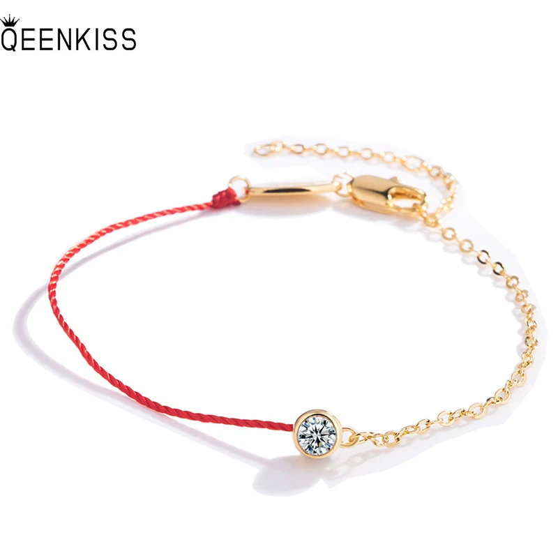 

QUEENKISS BT675Jewelry Wholesale Fashion Lady Girl Birthday Wedding Gift Round AAA Zircon 18KT Gold White Gold Pendant Bracelet