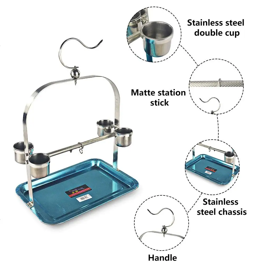 Нержавеющая сталь попугай нашест для птиц стойка с птицей птица кормораздатчик коготь для отдыха игрушечная подставка попугай жердочка для птицы стоящая подставка