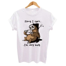 Женская футболка с принтом "Ленивец", Повседневная футболка с коротким рукавом и круглым вырезом, милые стильные футболки Tumblr, camiseta mujer, Прямая поставка