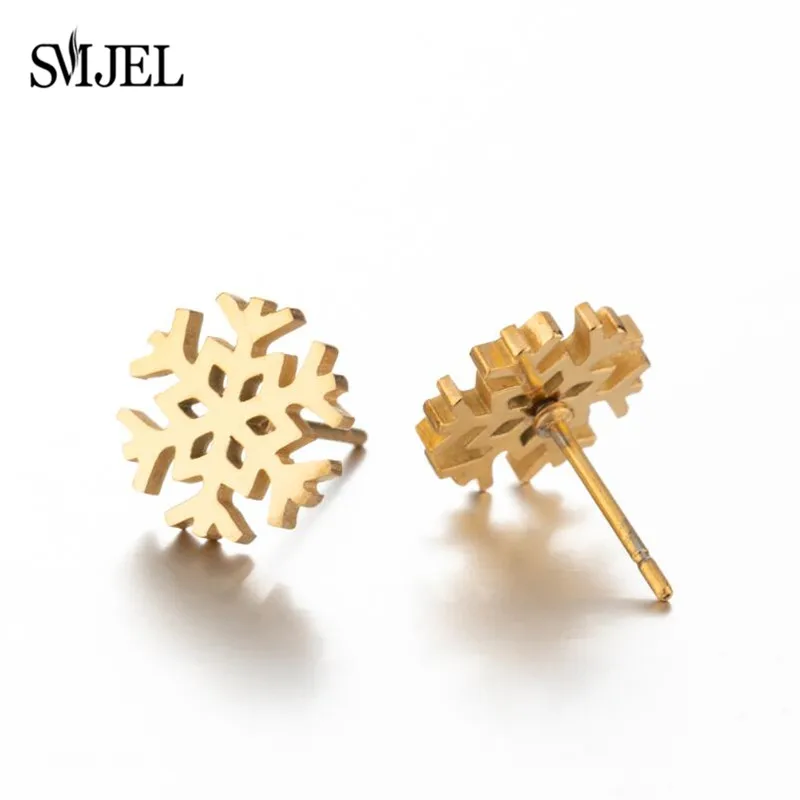 Smjel böhmische schneeflocke ohrringe frauen mode edelstahl mandala pflanze gänseblümchen ohr stecker baums chmuck pen dientes – Detail 8