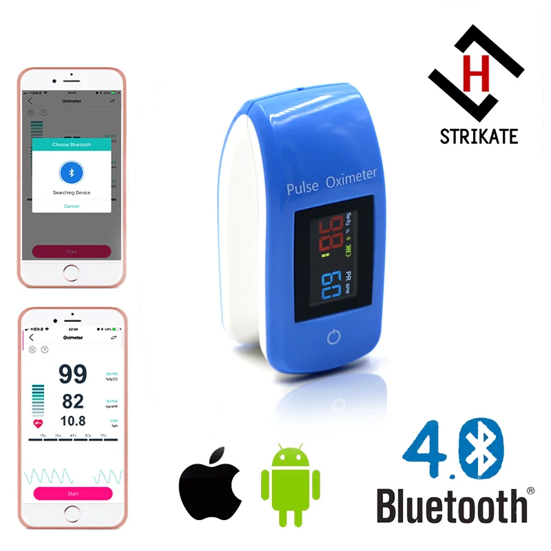 STRIKATE BM1000 Новый Пальчиковый пульсоксиметр с Bluetooth пальцевым наконечником Oximetro de