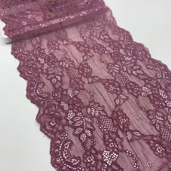 

5y/lot width 24cm Burgundy soft elastic stretch lace trim for lingerie DIY accessory garment material dark red