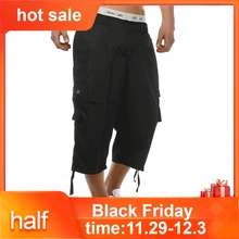 Модные новые повседневные мужские шорты с эластичным поясом, военные 3/4 длинные шорты до колена, мужская одежда