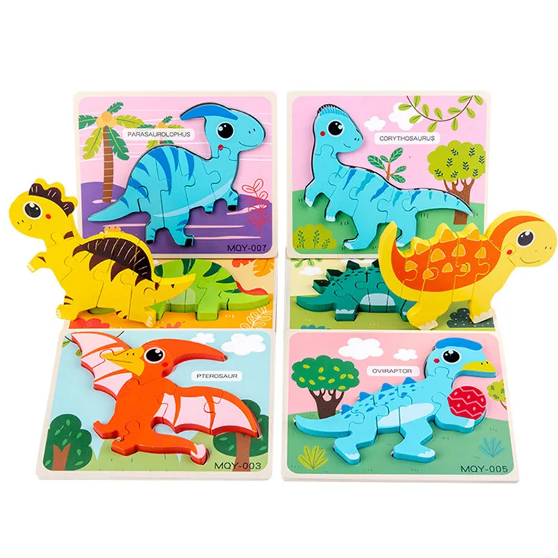 1pc Puzzle Dinosaure En Bois Pour Enfants De 3 À 5 Ans Convient