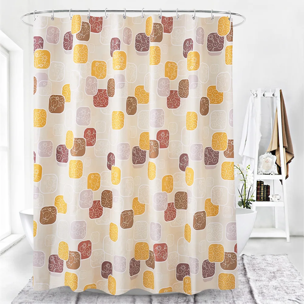 

Currently Available Shower Curtain Printed Waterproof Thick Mould Proof Dacron Simple Grid Toilet Partition Send Plastic Hook Cu