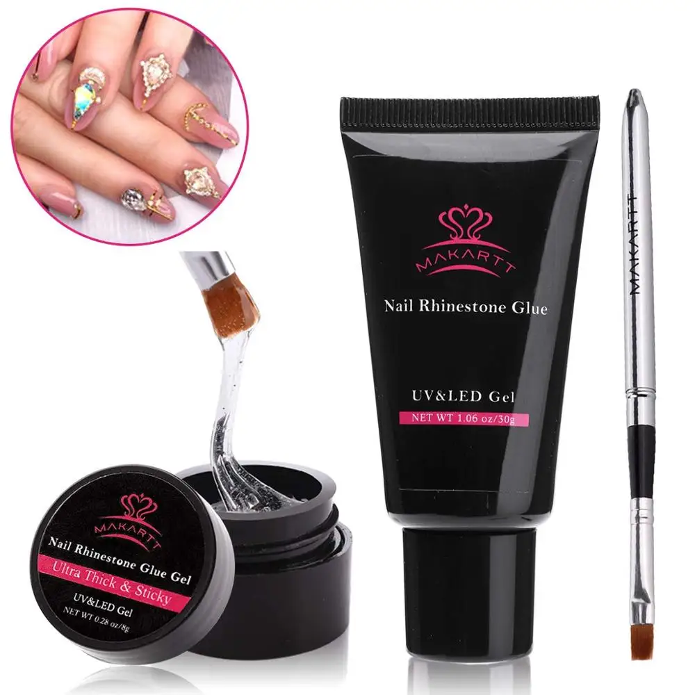 Makartt Nail Art Rhinestone Glue Gel, Super Sticky Adhesive Resin Gems