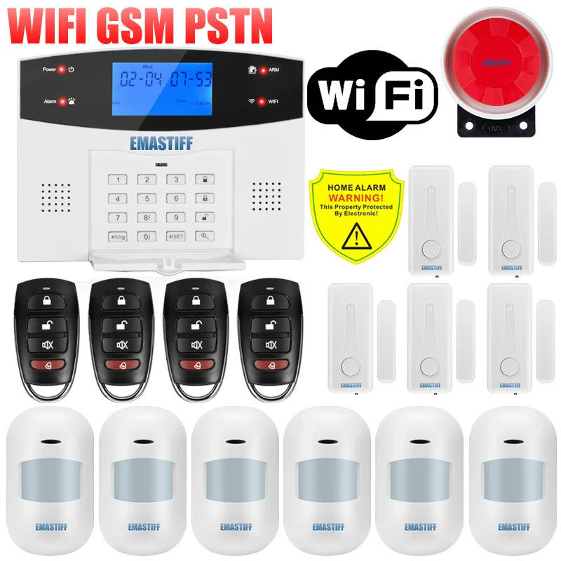 IOS Android APP Wired Wireless Home Security Tuya WIFI PSTN GSM Alarm System Intercom Remote Control Autodial Siren Sensor Kit smart alarm keypad Alarms & Sensors