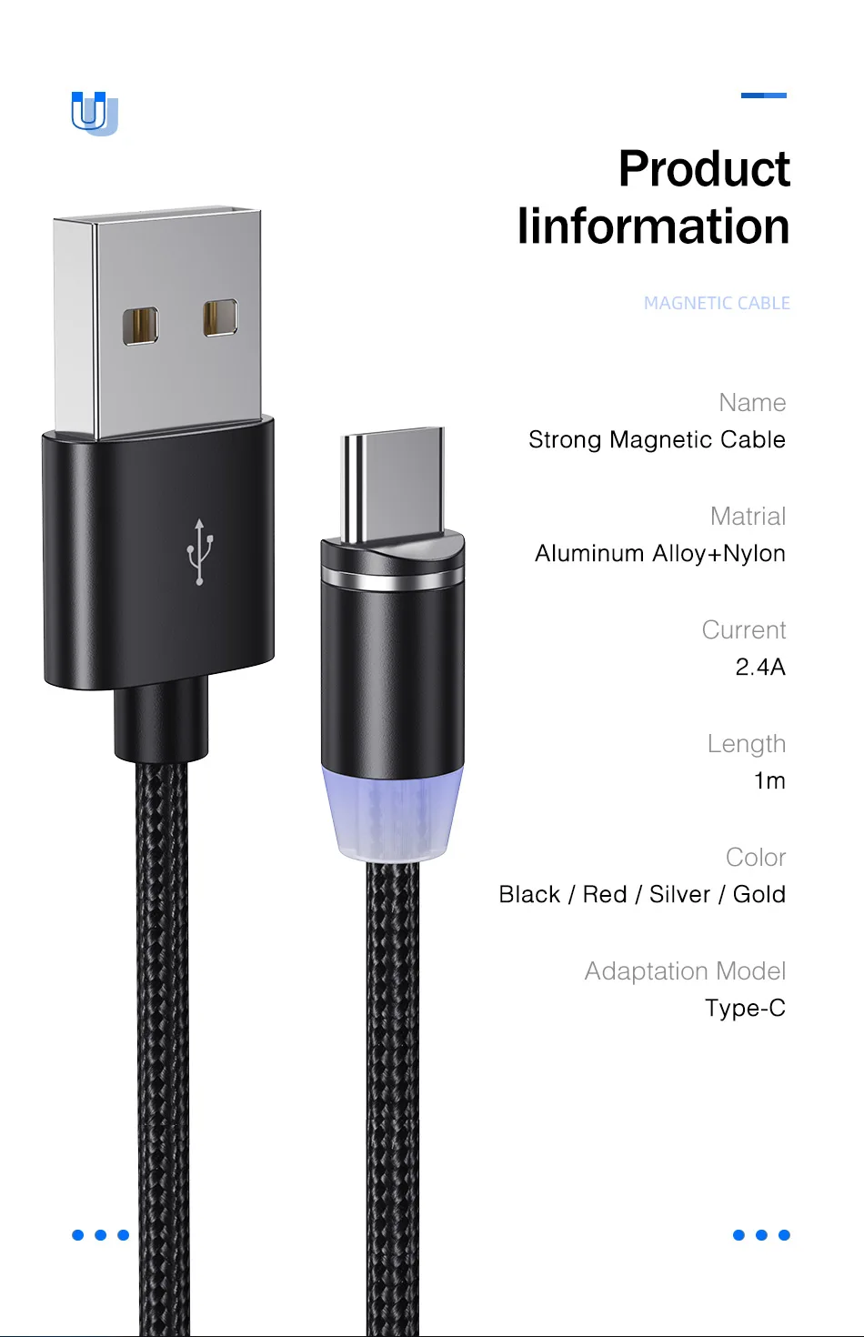 YKZ Магнитный USB кабель для huawei samsung Xiaomi type C type-C зарядный USB C Магнитный зарядный кабель шнур для мобильного телефона