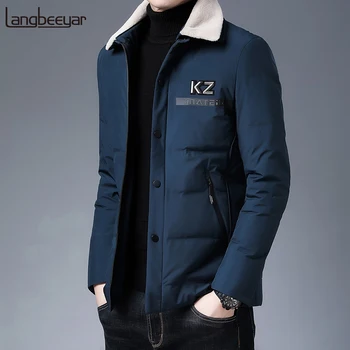 

Winter Warm Men Jacket Coat Casual Autumn Stand Collar Puffer Thick Hat White Duck Parka Male Men's Winter Down Jacket With Hood