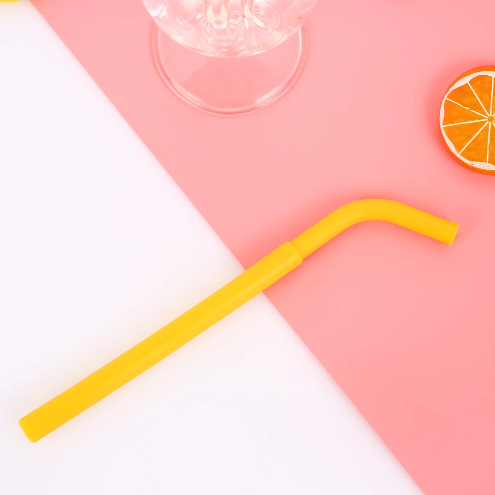 Food-Grade Drinking Straw Cocktail Portable Fruit Juice Birthday Silicone Reusable Silicone Straw Sucker Elbow Kitchen Wedding