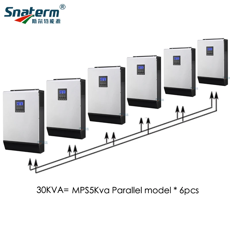 MPS 30KVA Чистая синусоида мощность 24 кВт Гибридный инвертор для солнечной батареи Встроенный 6 шт.* 48V80A MPPT Контроллер заряда с 60A AC зарядное устройство